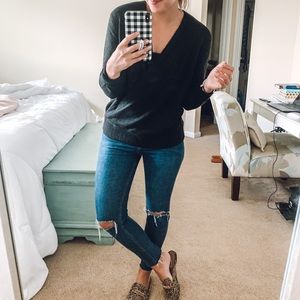 Black cross over sweater